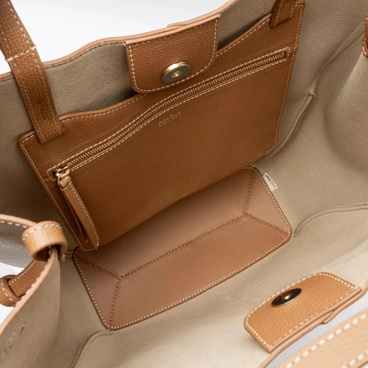 Cyme Tote Textured Calf Leather Camel