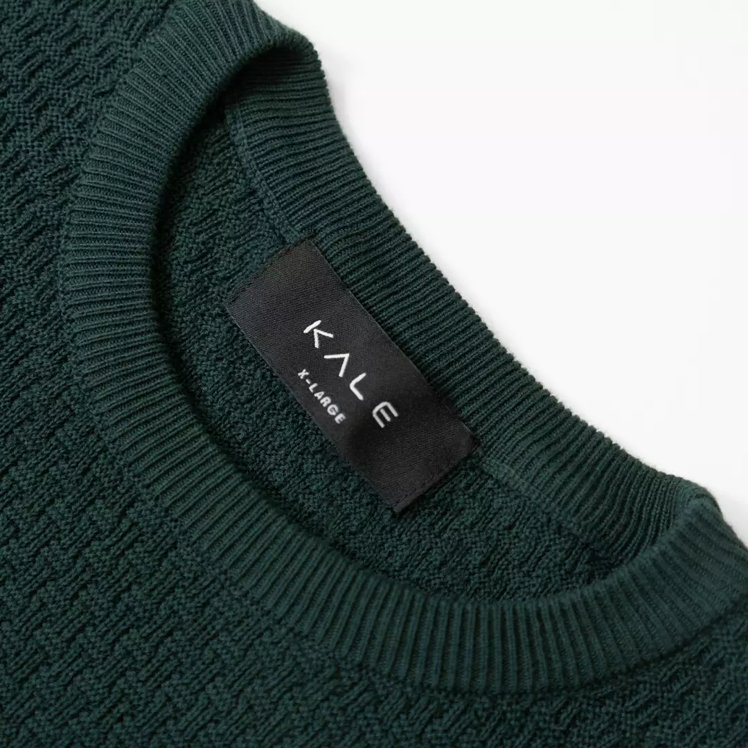 Kale ROGER BOTTLE GREEN / Atasan Rajut Pria / Sweater Rajut Tangan Pendek / Baju Pria