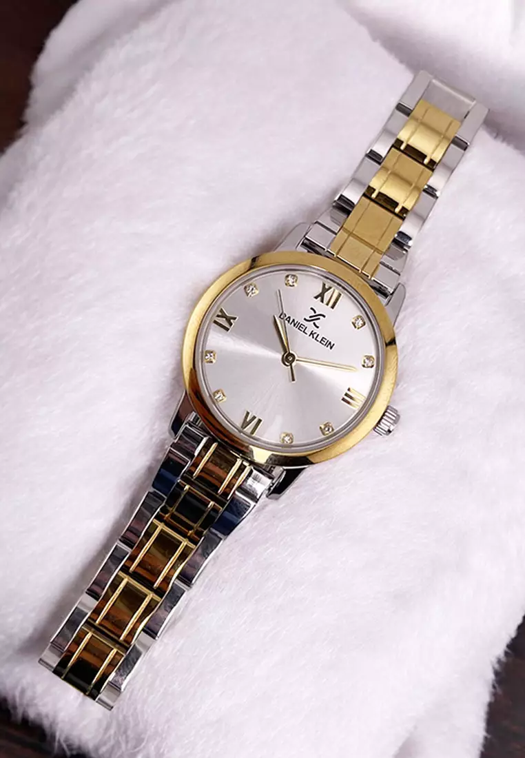 Watch Match Women Analog Watch DK.1.13773-3 Gold Stainless Steel Strap w. 2 Changeable Leather Straps