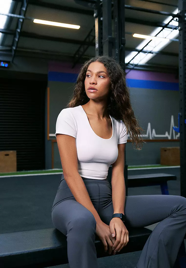 White 2 Layer Padded Sports Bra Crop Knitted Sports Top