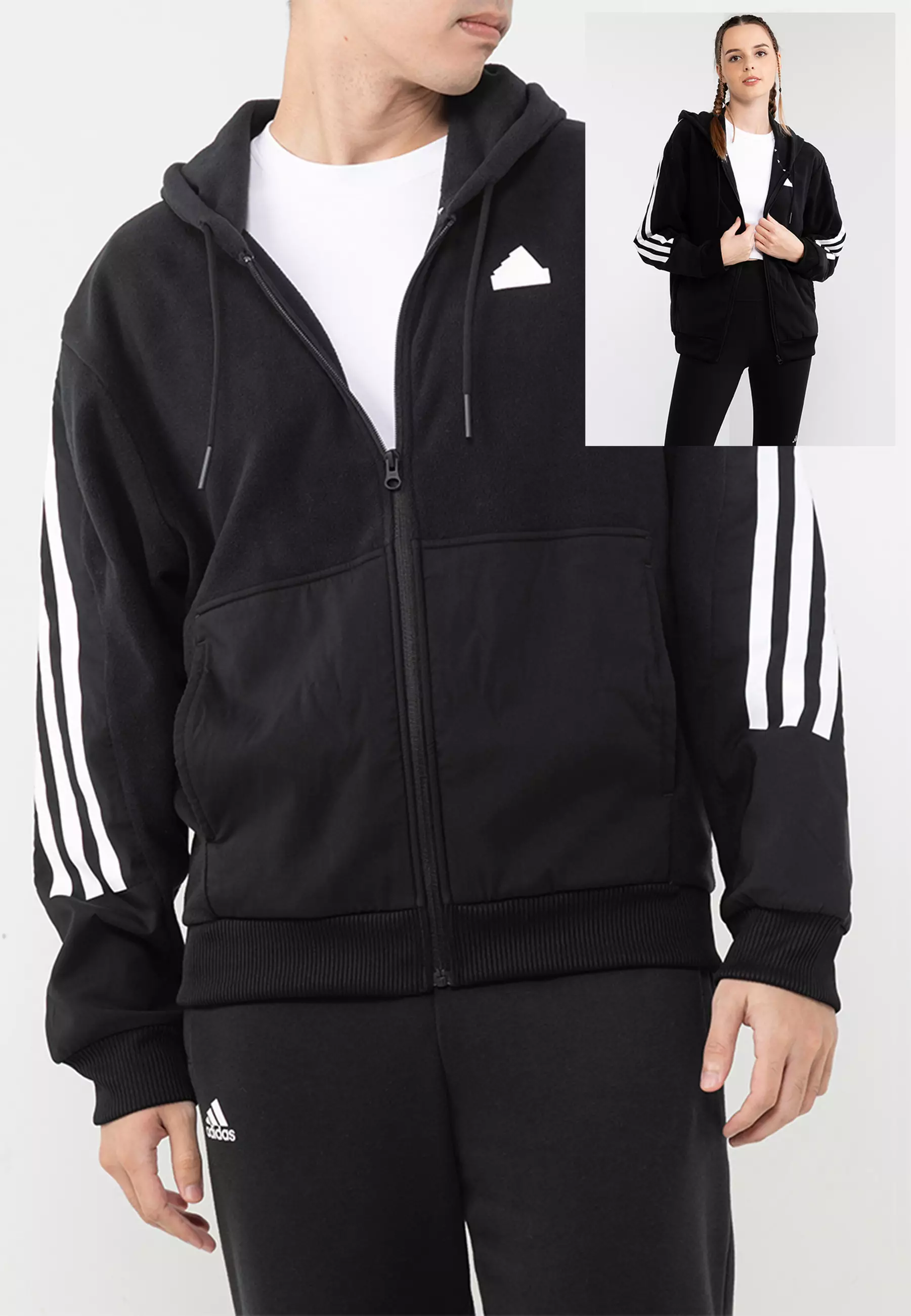 Adidas originals 3 stripe hoodie outlet