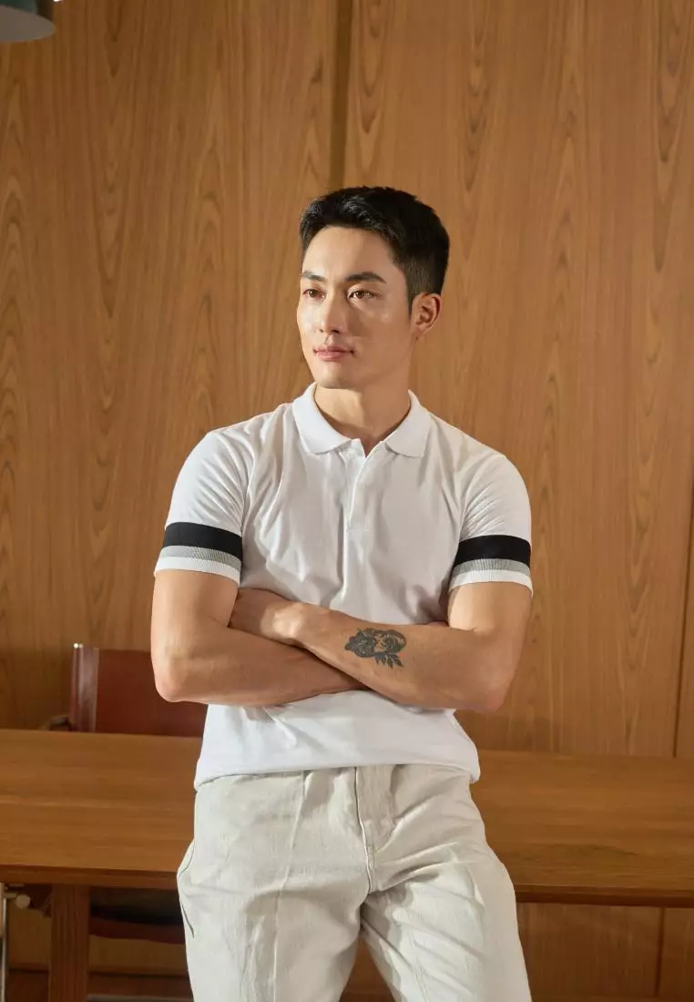 Kale Dion White / Polo Shirt  Pria / Kaos Kerah Casual