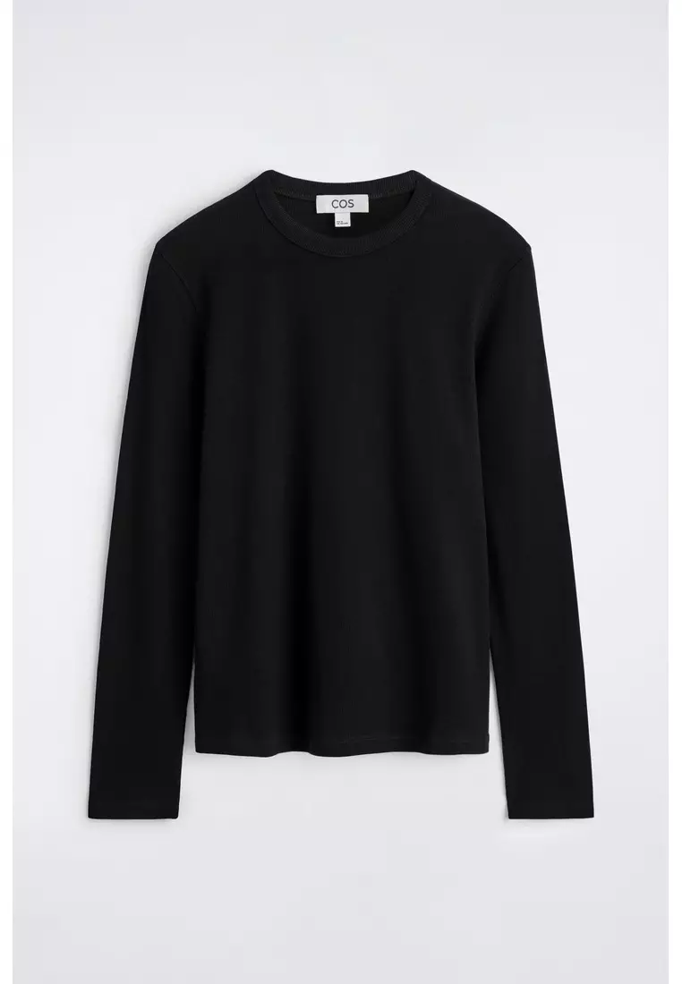 SLIM RIBBED COTTON LONG-SLEEVED T-SHIRT