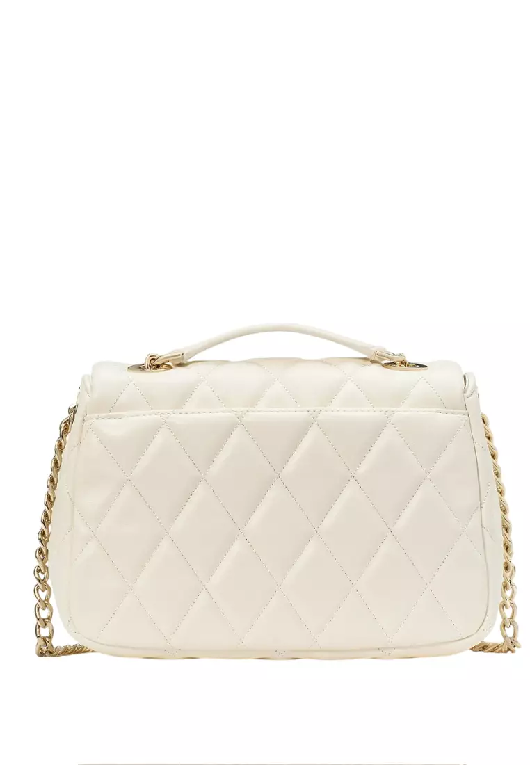 Carey Quilted Small Flap Crossbody - White
