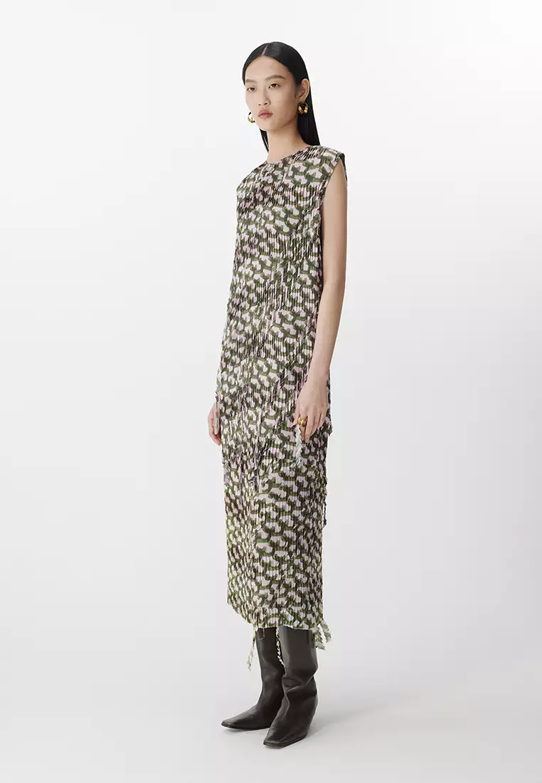 Pleated sleeveless dress