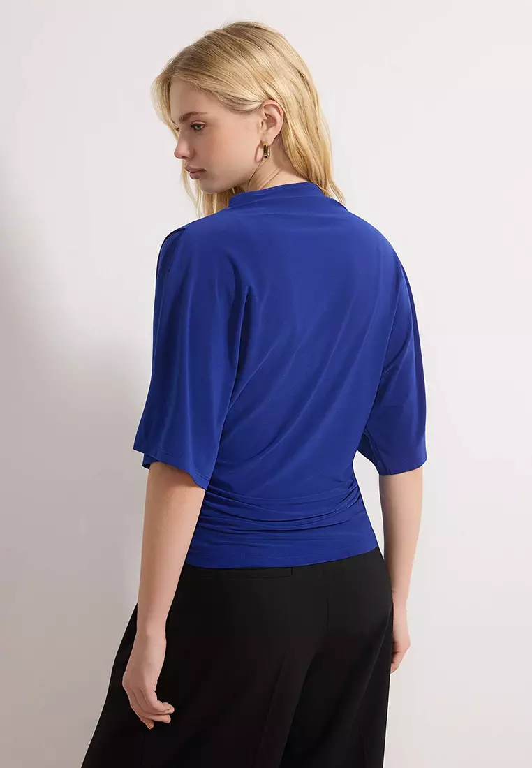 Boat Neck Batwing Sleeve Blouse