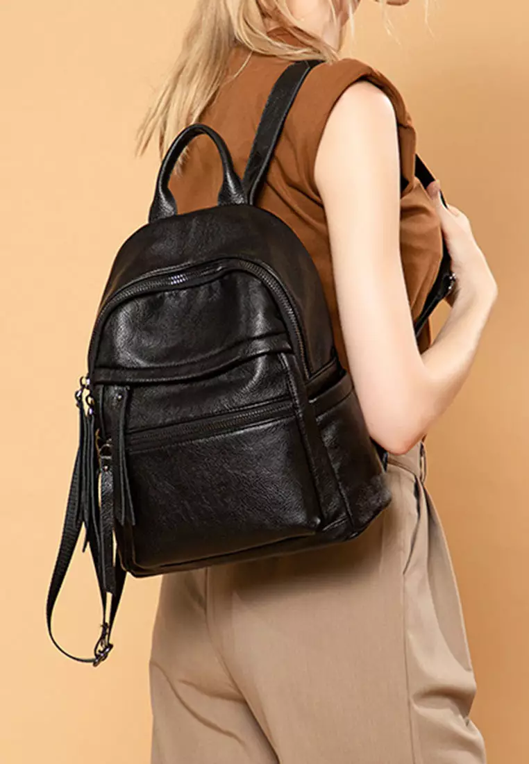 casual leather backpack