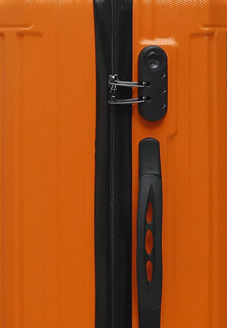 Isvara Tas Koper Hardcase Unisex One Set Suitcase Number Code Combination Lock Large Compartment Material ABS+PVC Coated ORIGINAL - Orange