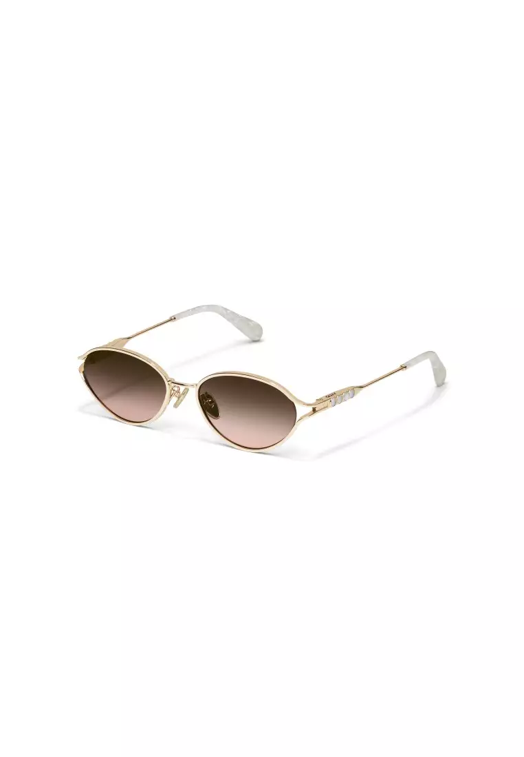 QUAY Formal Affair Adorned Sunglasses - Gold/Brown Rose
