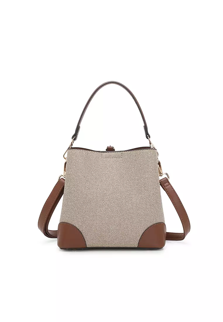 Women's Top Handle Bag / Sling Bag / Crossbody Bag / Shoulder Bag (Tas Tangan Wanita / Tas Selempang Wanita / Tas Bahu Wanita) - Krem