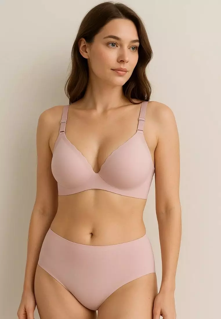 2 Pack Premium Zaylin & Ivana Seamless Nursing Bra Bundle - Taupe, Pink