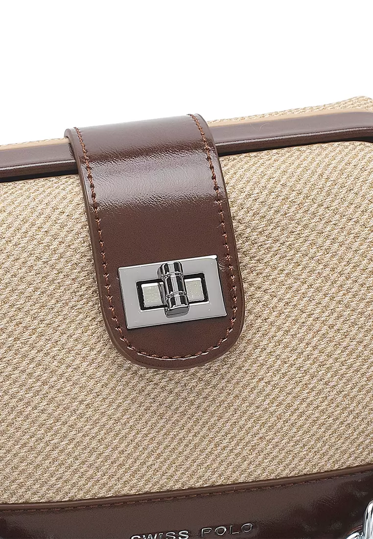 Women's Top Handle Bag / Sling Bag / Crossbody Bag / Shoulder Bag - Light Apricot / Brown