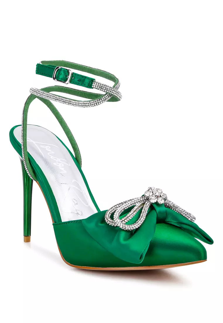 Green hotsell satin sandals