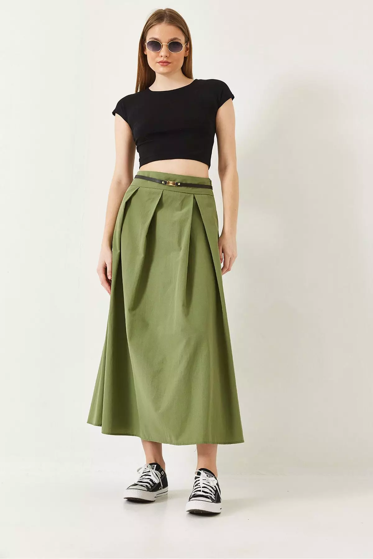 Women's Belted Flared Skirt 5000 60261278