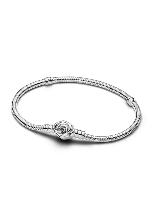 Pandora Moments Rose in Bloom Clasp Snake Chain Bracelet