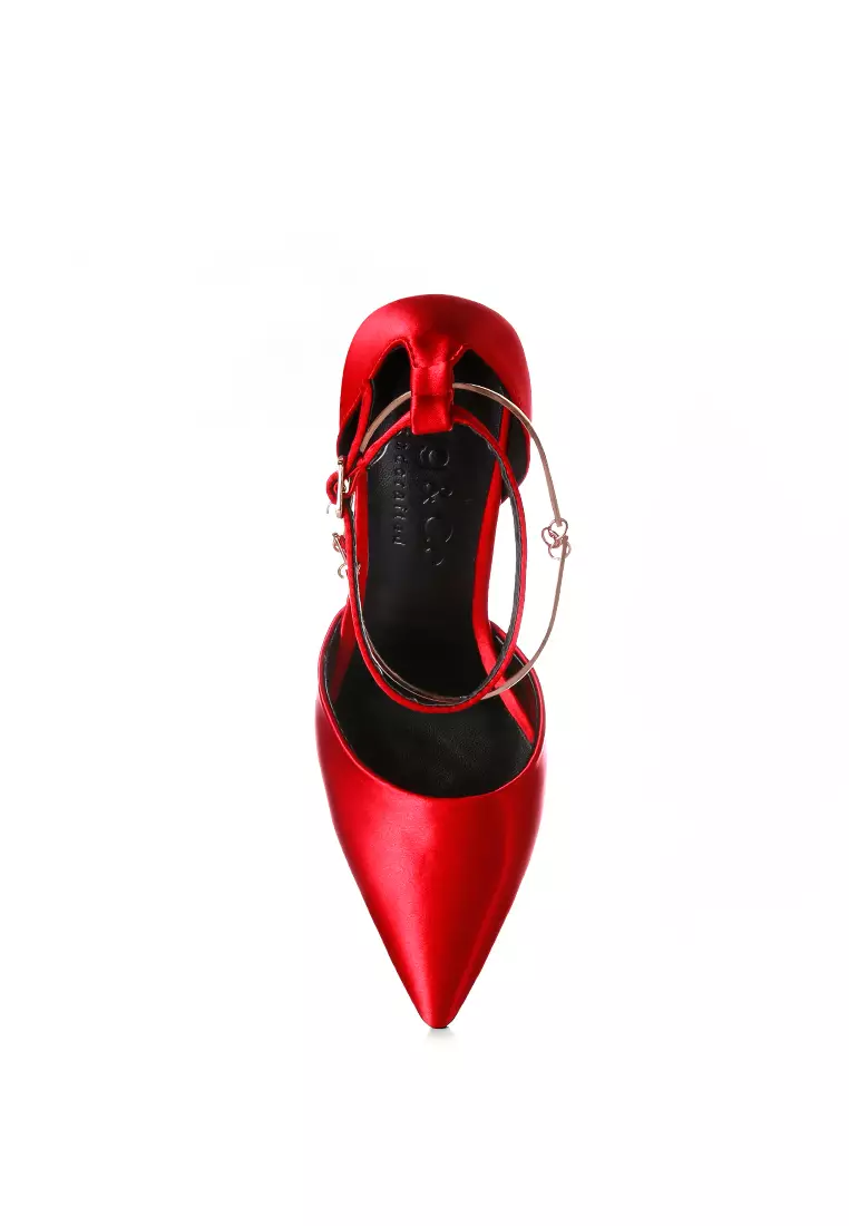 Red satin sandals outlet
