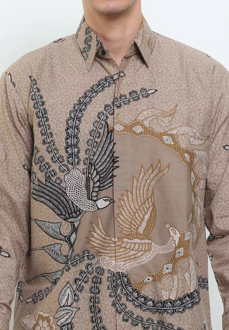 BATIK TALENTA EXCLUSIVE Lengan PANJANG KAKTUA CREAM KHAKI