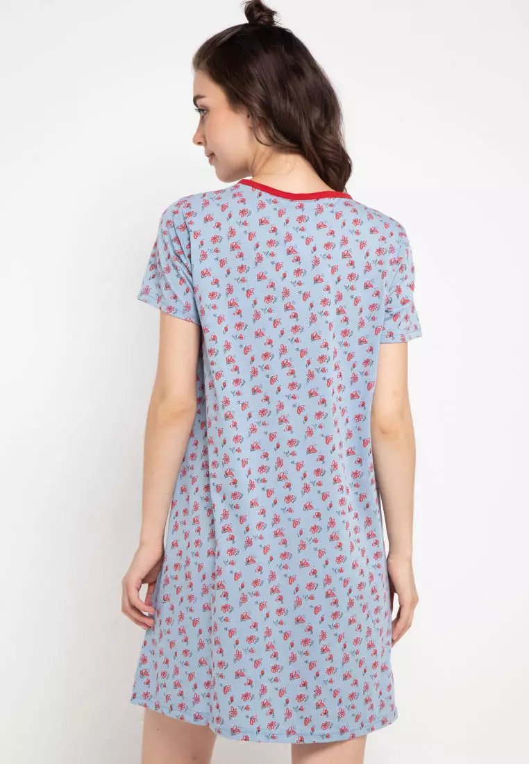 Dress Full Button Flower Sleepwear