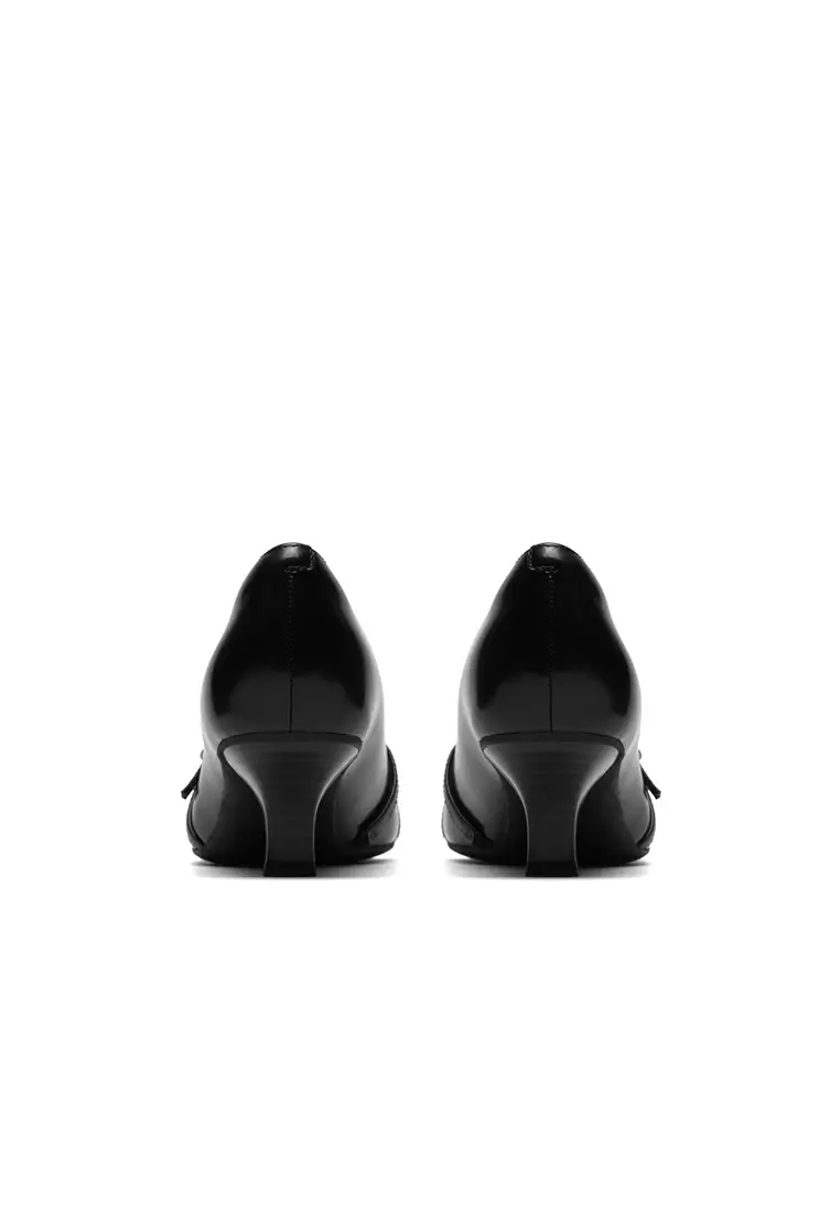 Womens Kepley Star High Heels Black Leather - Wide Fit
