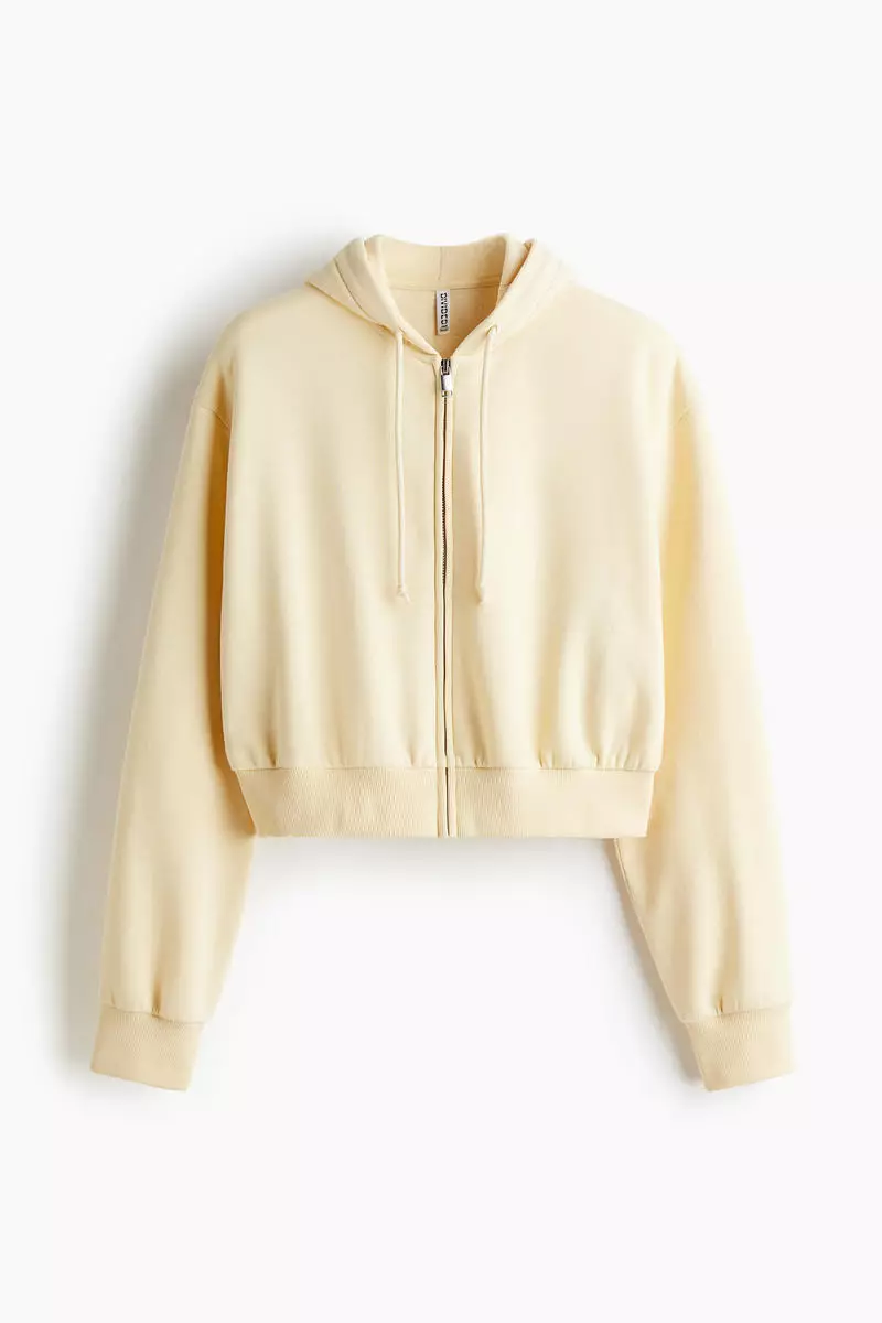 Cropped zip-through hoodie