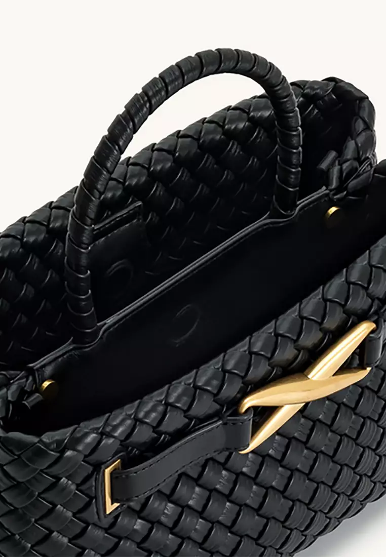 Elora Woven Tote Bag - Black