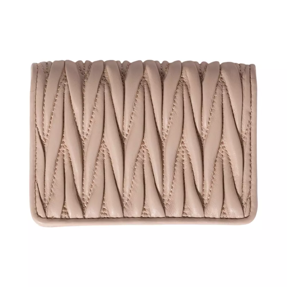 Small Matelassé Nappa Leather Bi-Fold Wallet Powder Pink