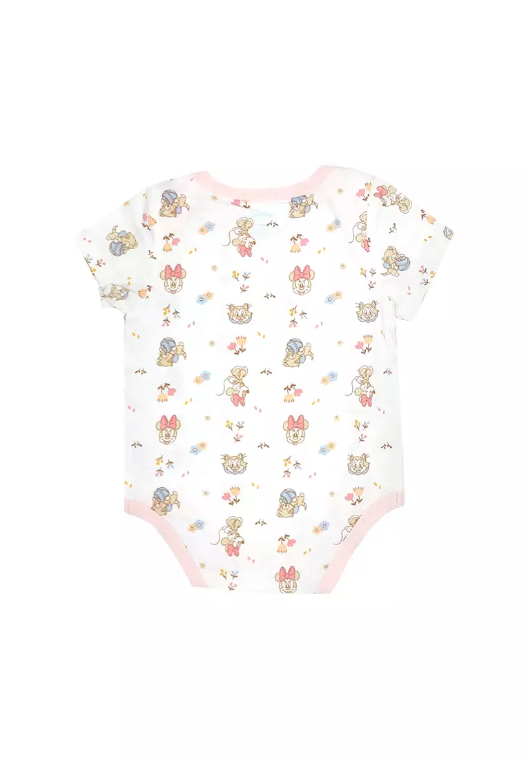 Baby Girl Licensed Newborn Essentials Short Sleeve Onesie Pack of 3 "Blooming"