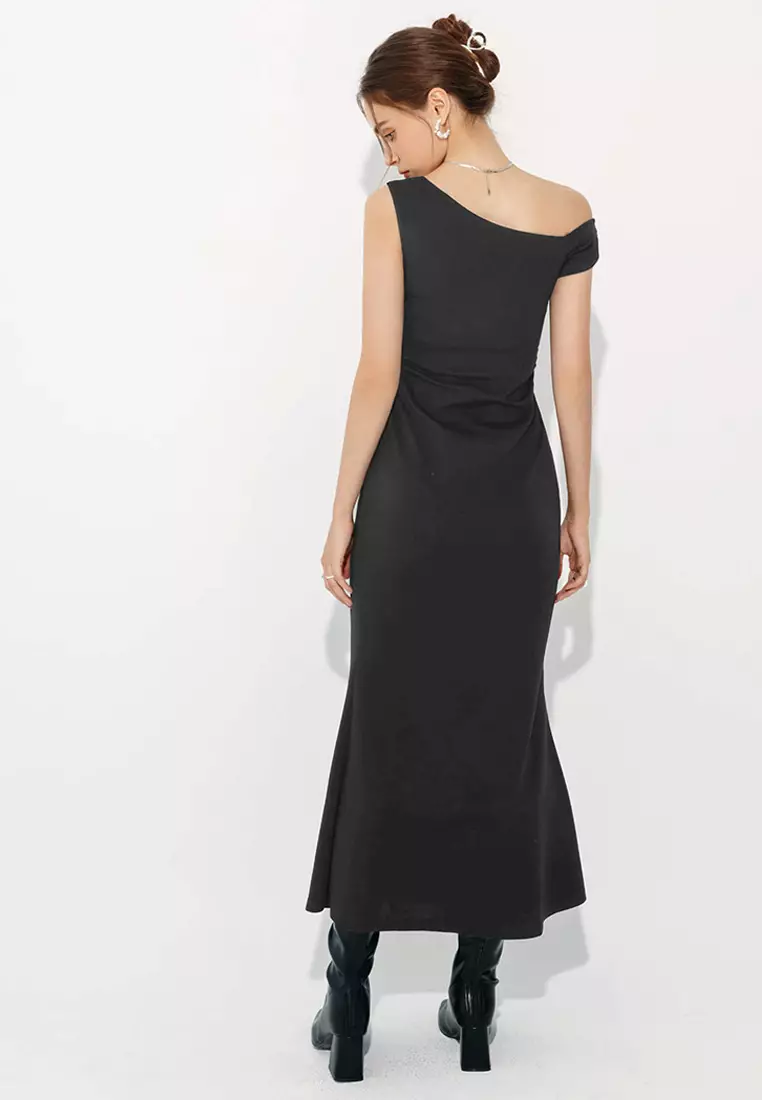 Buy AIR SPACE Asymmetrical Neckline Midi Dress 2026 Online | ZALORA  Philippines