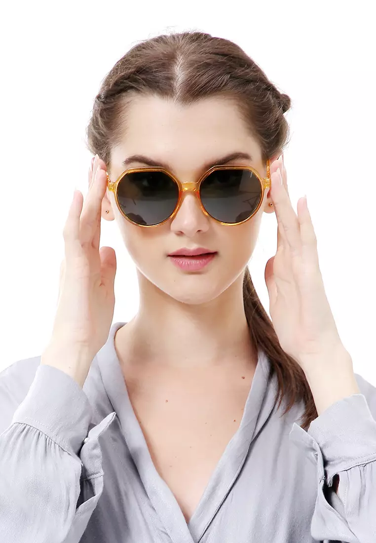 Revika Kacamata Wanita Desain Retro Elegan Sunglasess Aksesoris Fashion Material Plastic ORIGINAL - Yellow Green