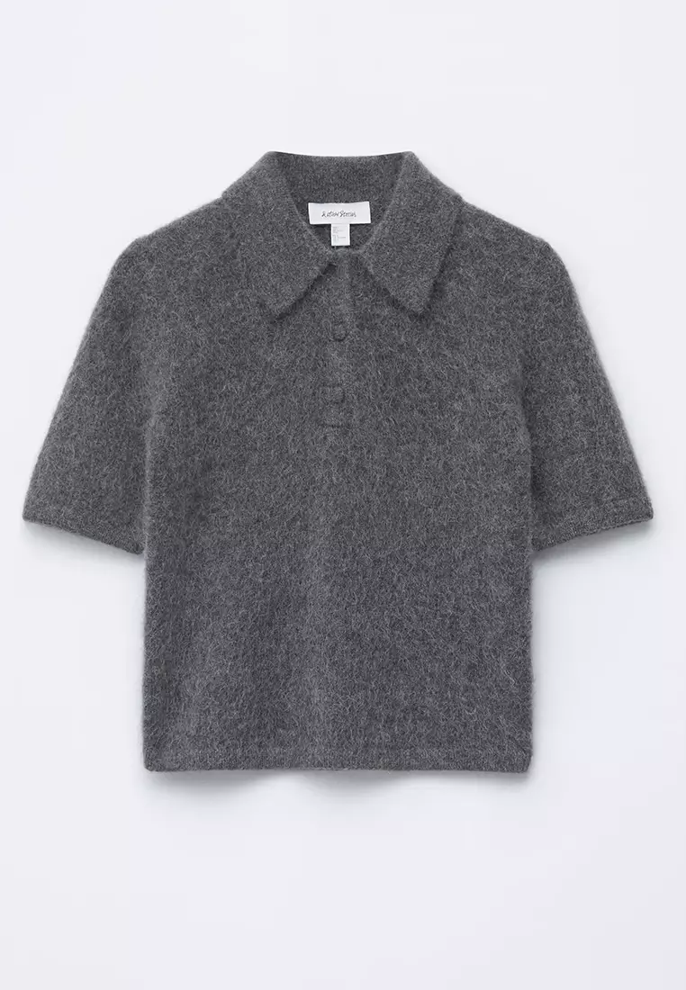 Brushed Knit Polo T-Shirt