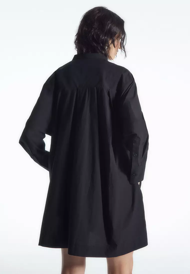 Collarless Mini Shirt Dress