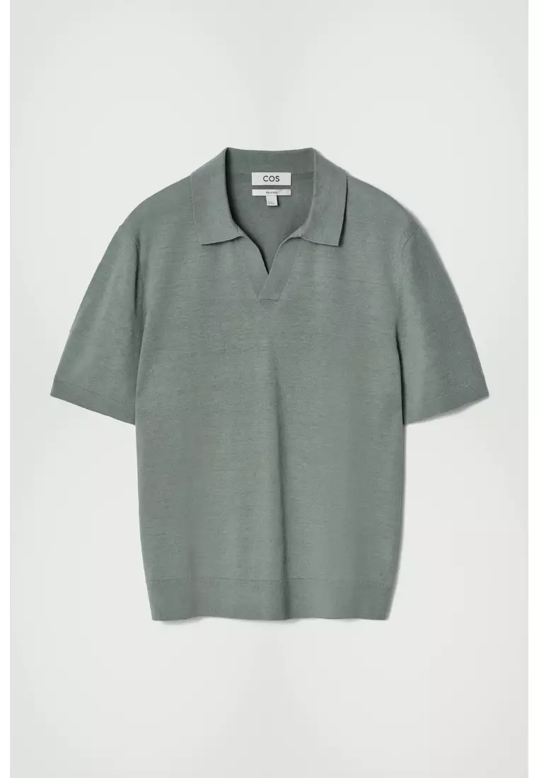 KNITTED LINEN POLO SHIRT