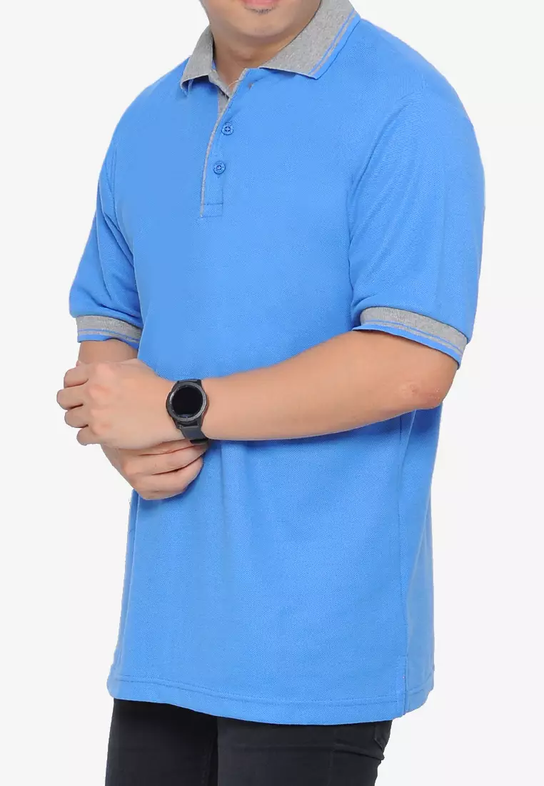 Andre Michel Kaos Polo Shirt Lengan Pendek Kerah Abu Biru BCA 933-52