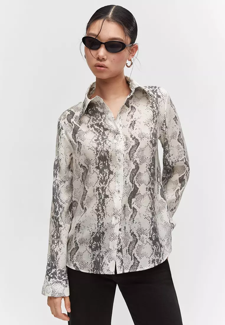 Buy Mango Snake Print Lyocell Shirt 2023 Online | ZALORA Singapore