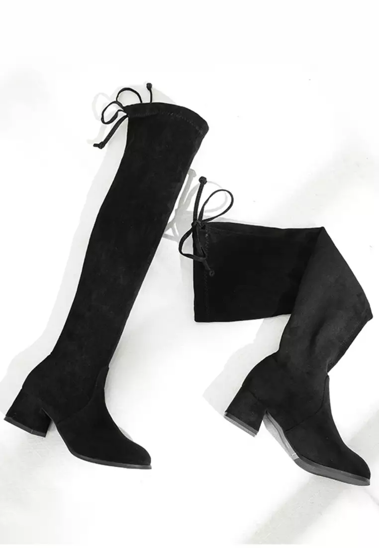 White suede over the knee boots sale