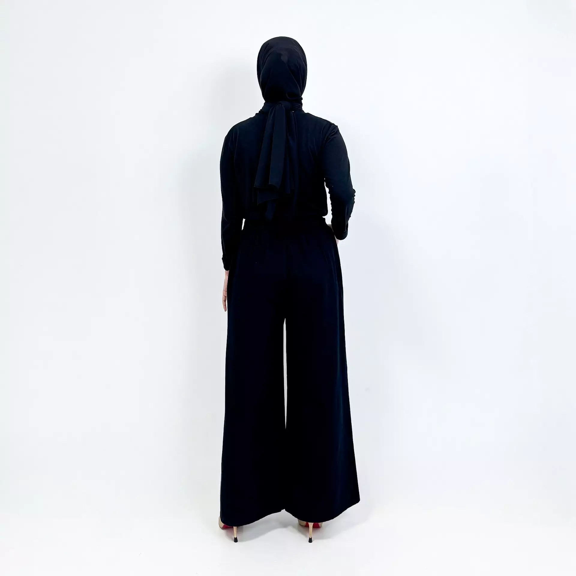 Palazzo Denim Lola [HITAM] Celana Panjang Kulot Soft Jeans Wanita Panjang 103 cm