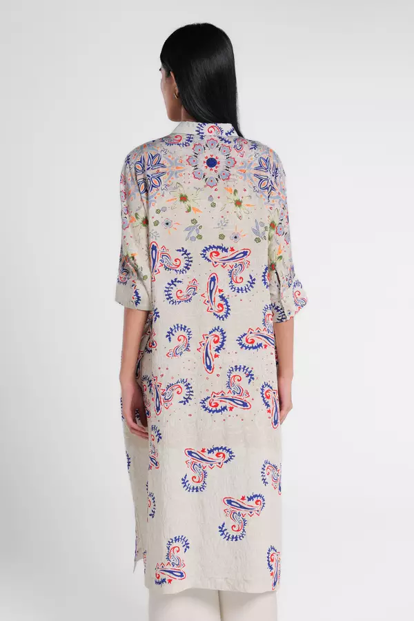 MINIMAL - Aysel - Kaftan Shirt Motif Paisley - Beige