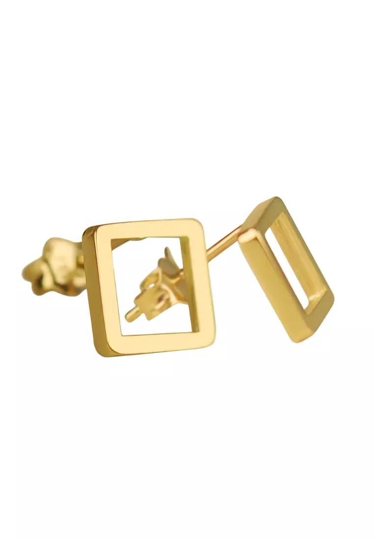 Square Frame Studs Earrings 18k Gold
