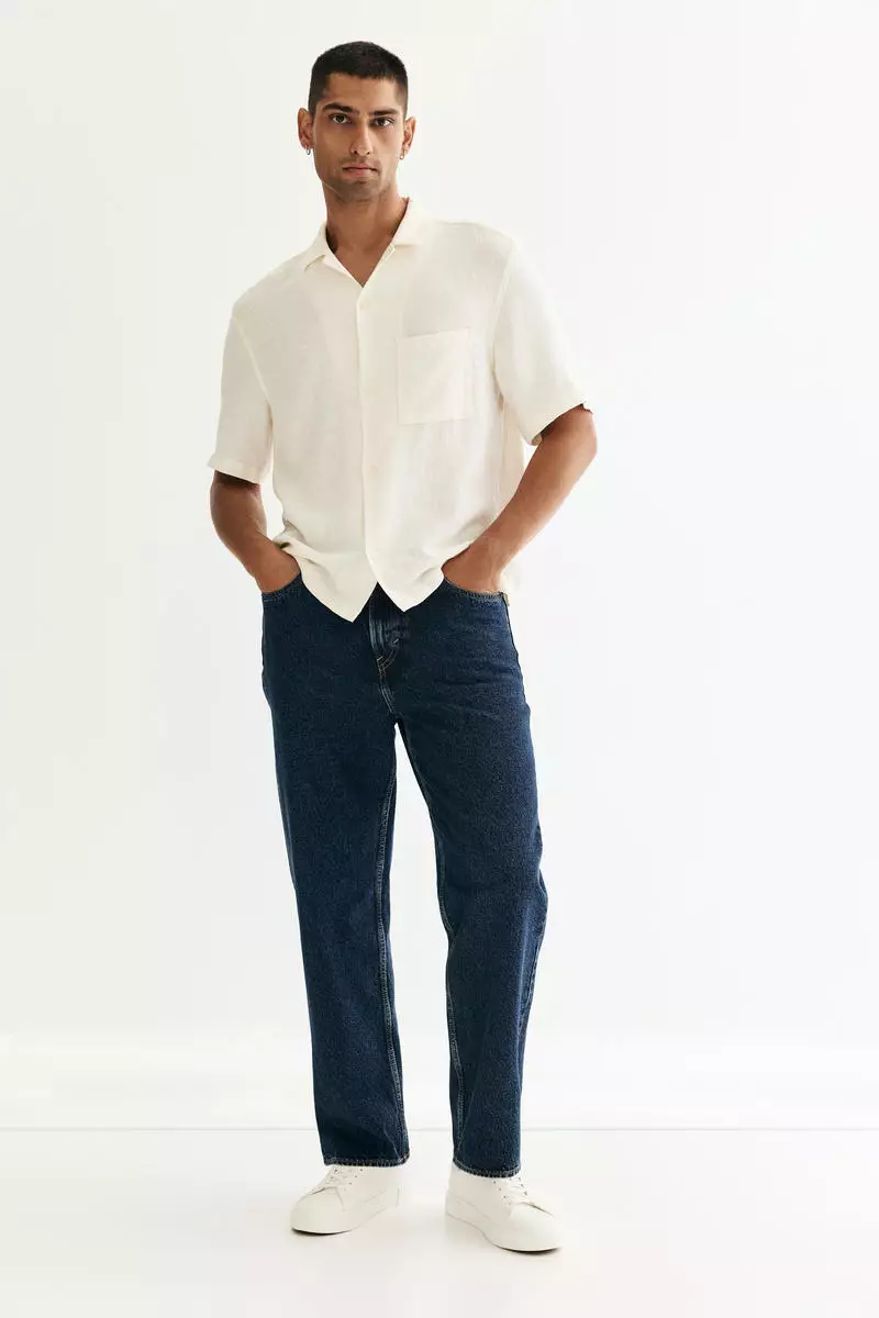 Regular Fit Linen-blend resort shirt