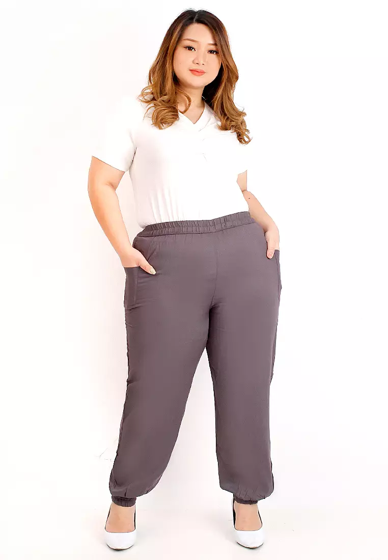 Plus Size Jogger Pants Fressia Grey
