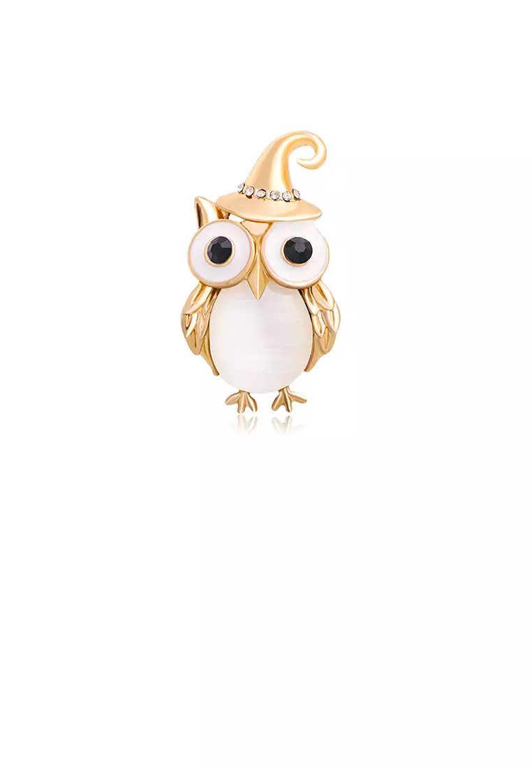 Gold owl clearance brooch