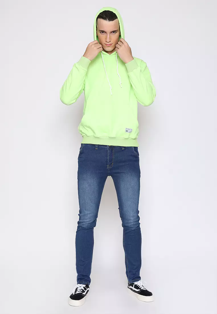 17SEVEN Hoodie basic Pria 028-HIJAU STABILO