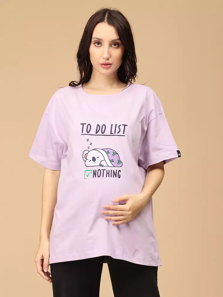 To Do List Oversized Maternity T-Shirt - Lavender