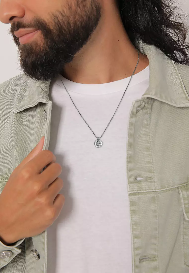 EXCLUSIVE Kalung Perhiasan Perak 925 Pria Coin Pendant Cross Ancient Oxidized
