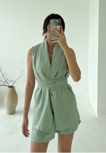 Jual Boss Babe the Label Bailey Linen Tweed Vest with Belt in ...