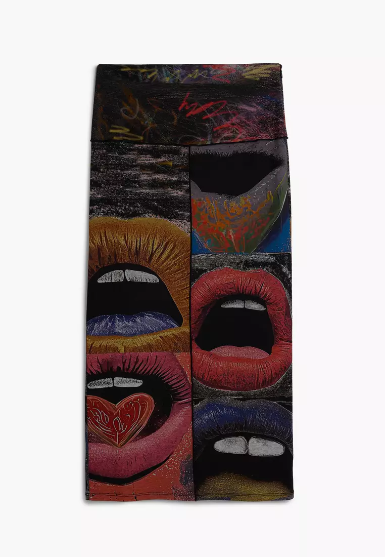 PRINTED SKIRT WITH LIPS
