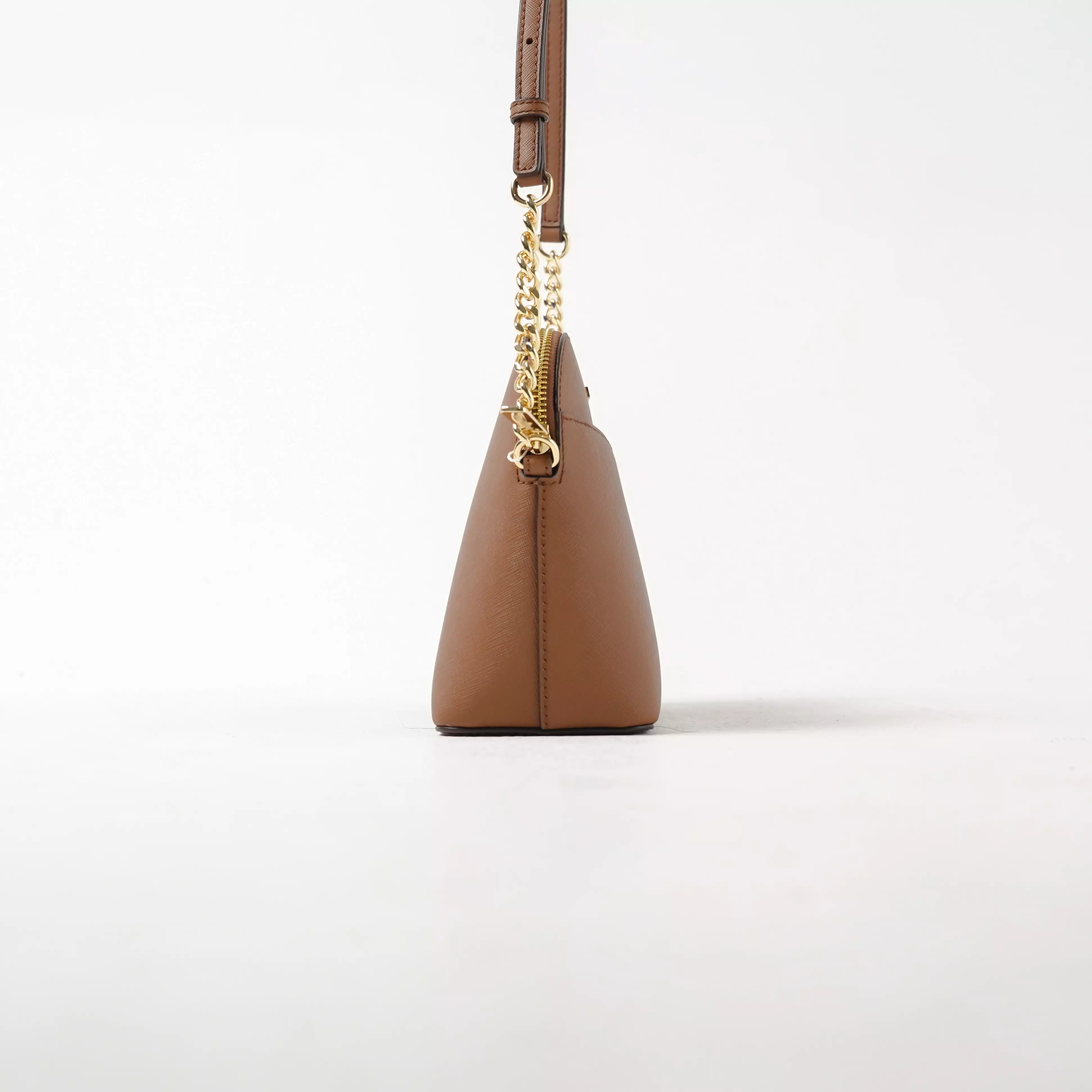 Tas MICHAEL KORS JET SET DOME GHW BROWN CHAIN SHOULDER BAG 100% ORIGINAL