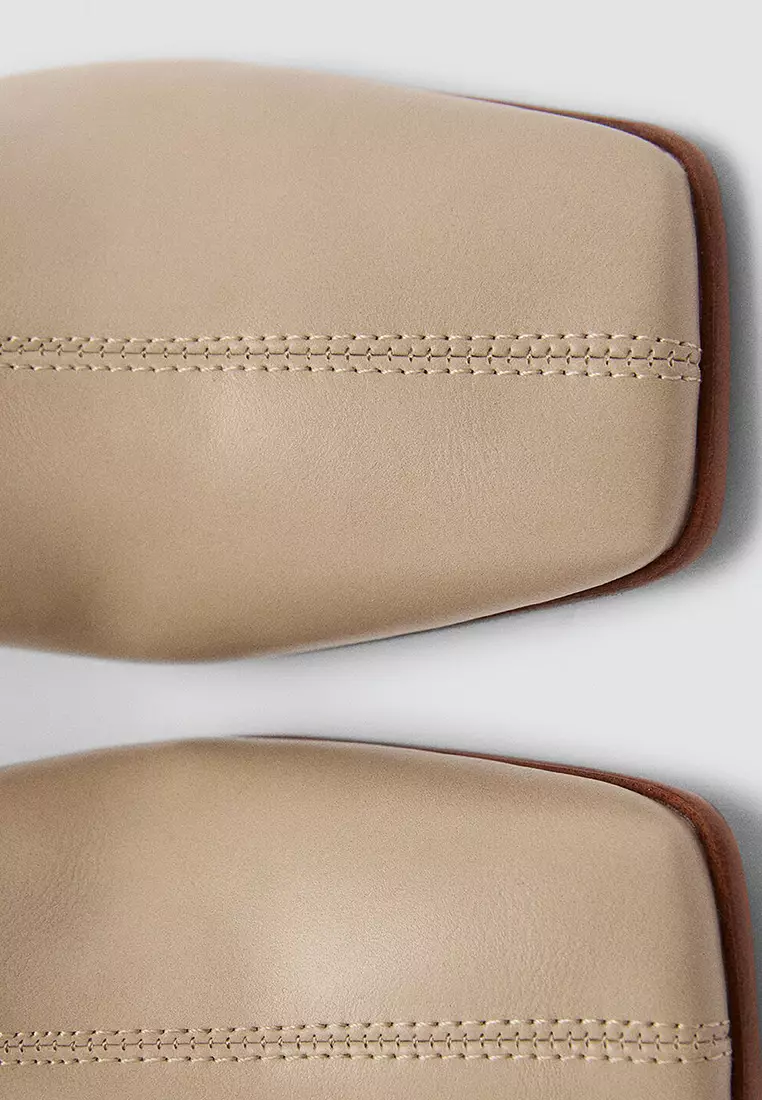 Block Ankle Boots With Square Toe