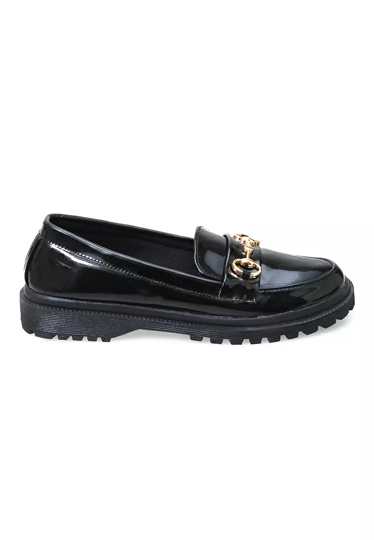 Sepatu Loafers Wanita Design Simple Elegant Fashion Women - Hitam