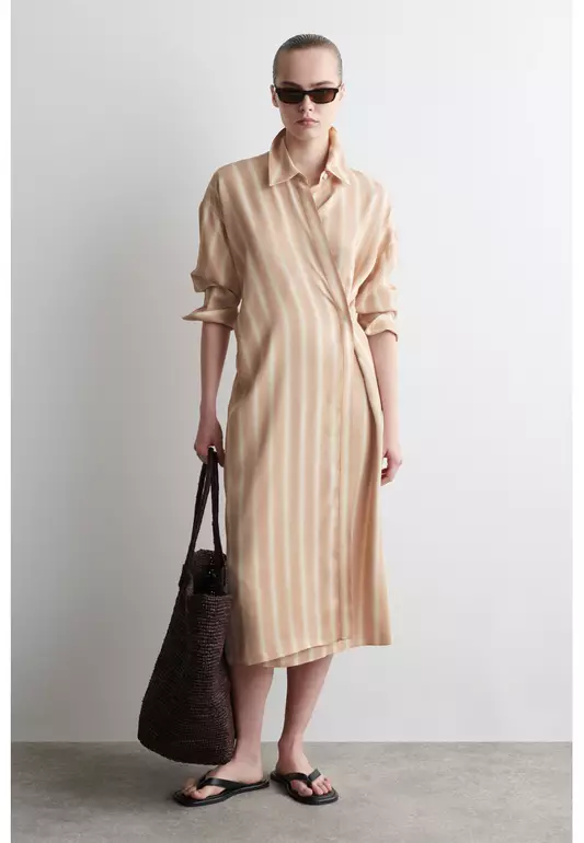 WRAP MIDI SHIRT DRESS